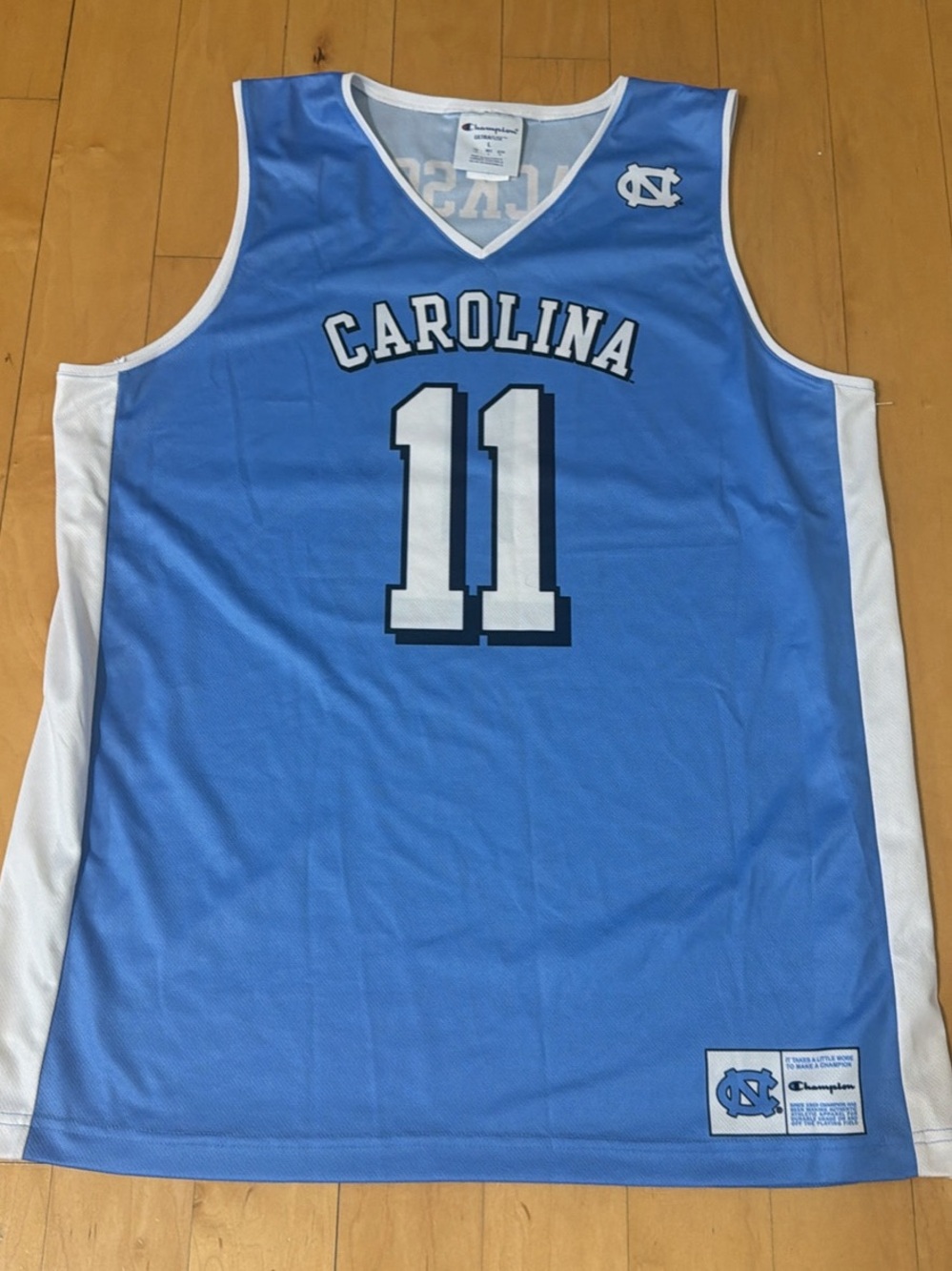 Champion Light Blue and White Athletic Jersey Top